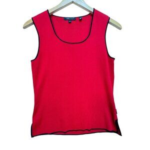 BCBGMAXAZRIA Knit Tank Top Womens M Red Sleeveless Scoop Neck Side Slit Casual